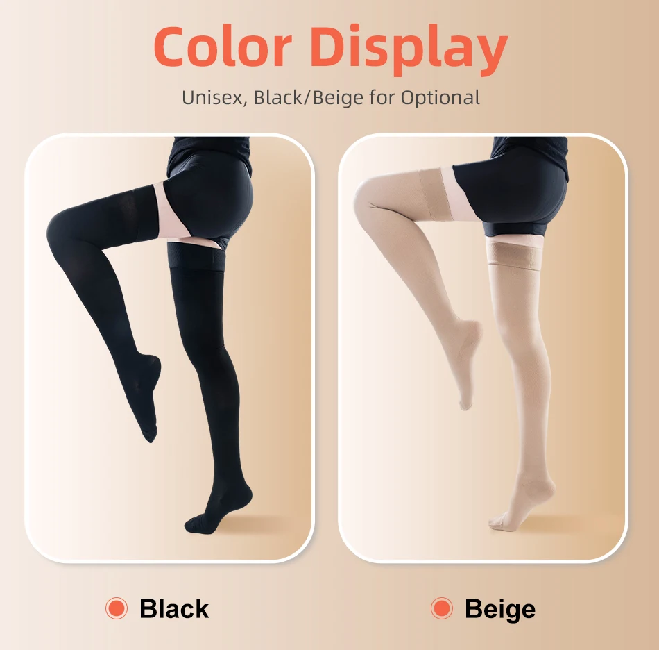 Legbeauty 15–20 mmHg über dem Knie, geschlossener Zehenbereich, Krampfadern-Socke, für Herren und Damen, medizinischer, oberschenkelhoher Kompressionsstrumpf, Druckklasse 1 – Detail 3