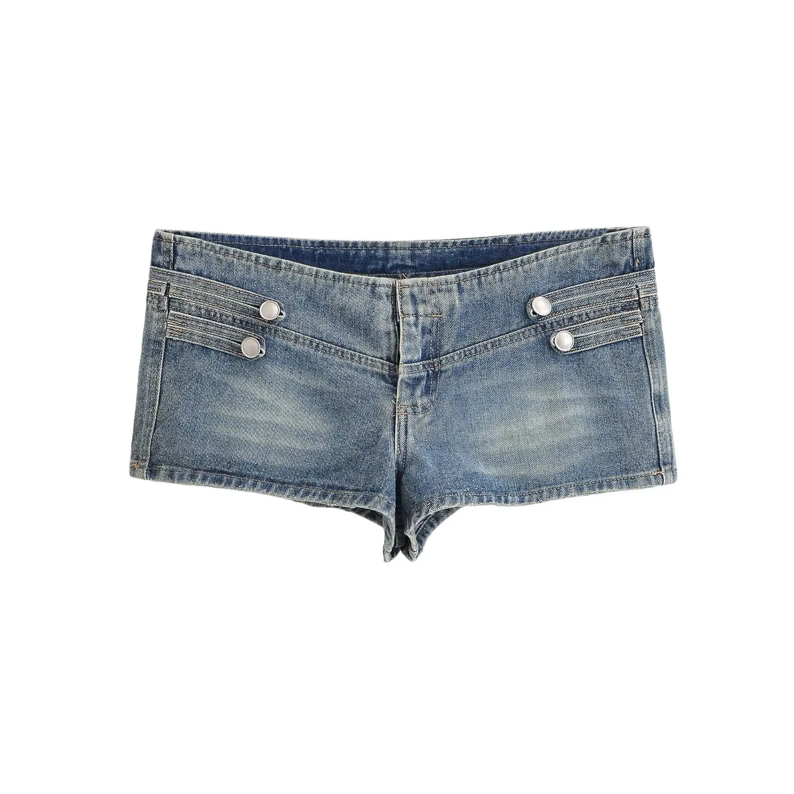 Damen High-Street Vintage Denim-Set KONDALA 2026 Frühling Trendiges Musikfestival Party-Shorts-Set Napoleon-Jacke, Mini Hot Pants – Detail 12