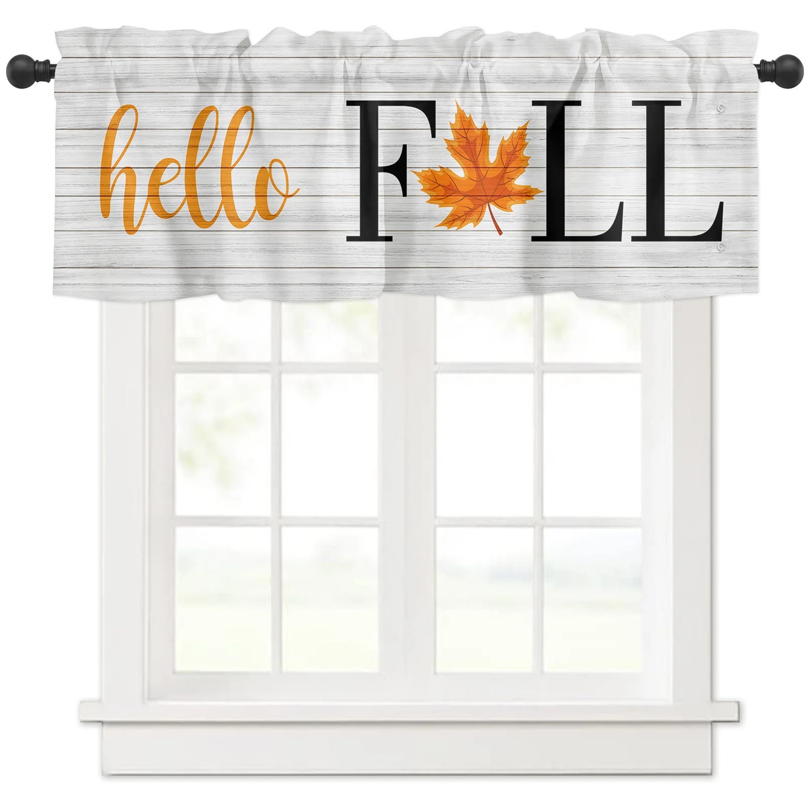 ZEDLIYU Valances for Windows Kitchen Living Room Small Window Valance Thanksgiving Fall Leaves 1 Panel, 54 x 18 Inch