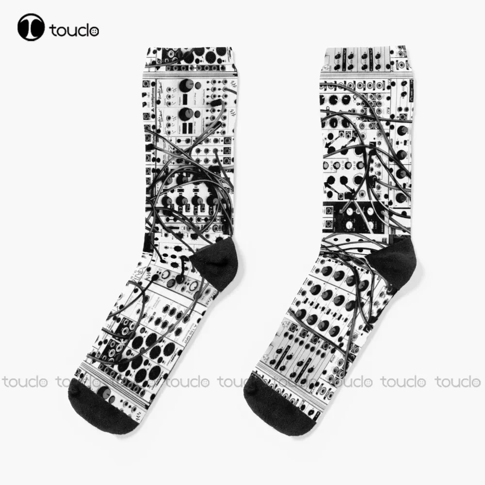 

Analog Synthesizer Modular System - Black And White Illustration Socks Soccer Socks Women Unisex Adult Teen Youth Socks