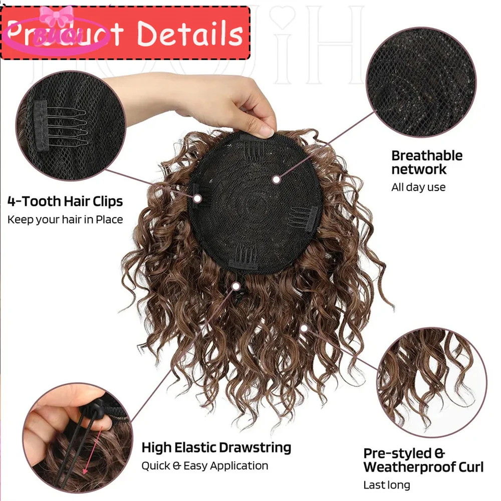 Moños de cola de caballo desordenados para mujer, moño sintético con cordón elástico, accesorios para el cabello, extensiones de cabello corto y rizado