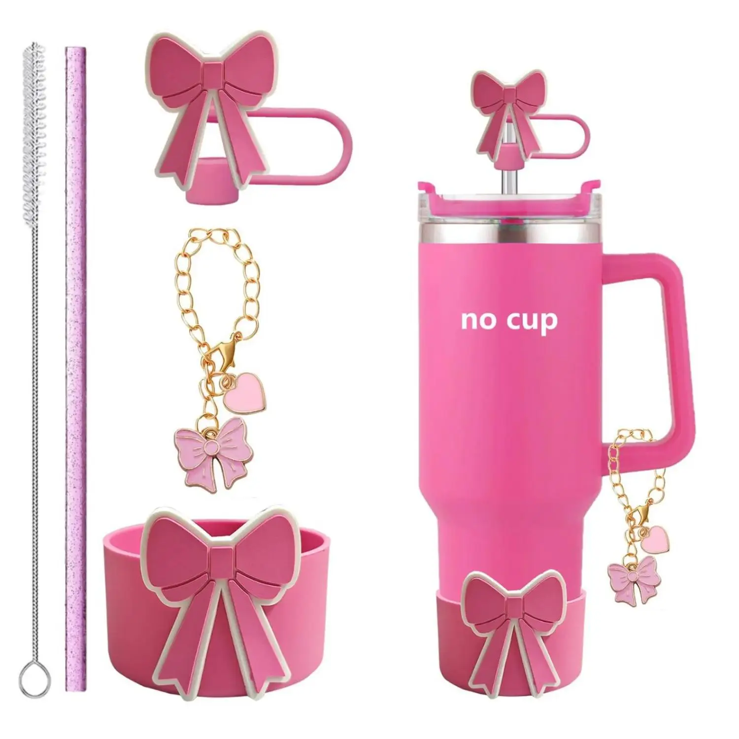 Cross-Border Butterfly Decorative Straw Toppers for Stanley Cups, Straws, Silicone Cup Sleeves, Resin Bow Cup Chains & Ins Style