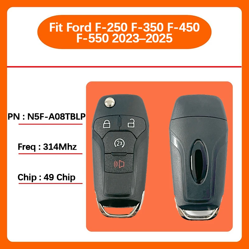 

CN018154 Aftermarket 4 Buttons Smart Remote Key FCC N5F-A08TBLP 49 Chip 314MHz For Ford F-250 F-350 F-450 F-550 2023–2025