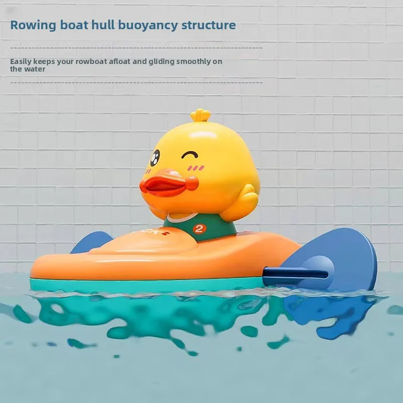 Un giocattolo per bambini con kayak a forma di anatra gialla Giocattolo da bagno per kayak con anatra a tre colori per i più piccoli Giocattolo da bagno per piscina per bambini per giochi d'acqua