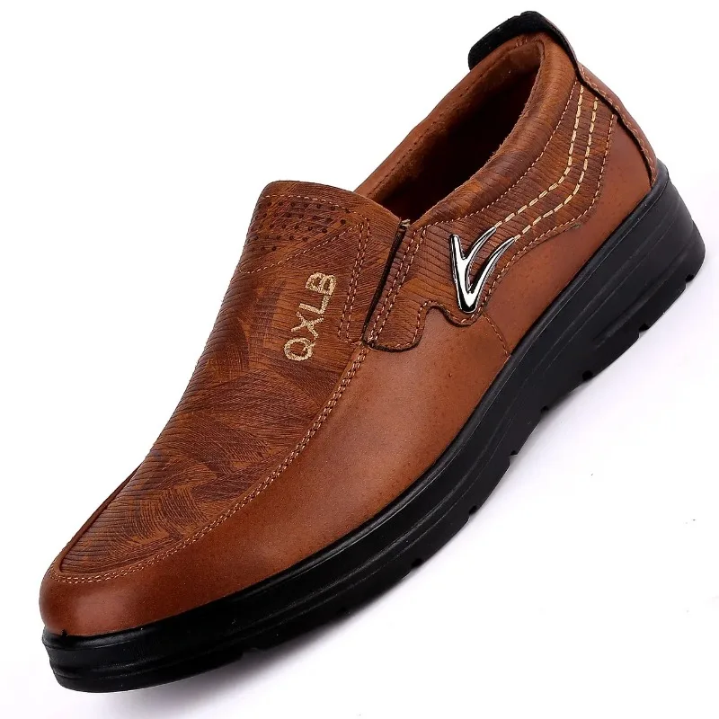 

New Trademark Size 38-48 Upscale Mens Casual Shoes Fashion Leather Shoes for Men Spring Autumn Men'S Flat Shoes Driving Sneakers