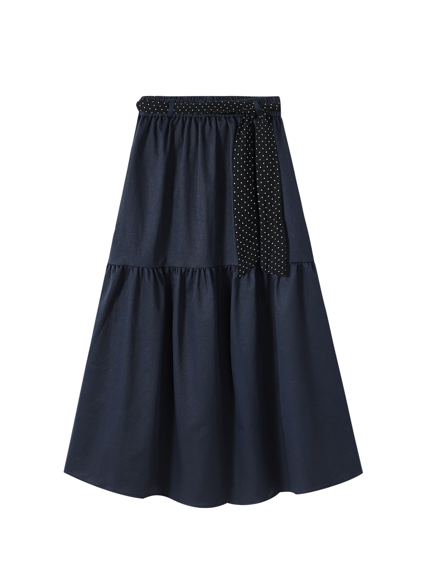 

Женская темно-синяя длинная юбка, винтажная юбка с высокой талией, Harajuku Y2k, юбки трапециевидной формы на шнуровке в горошек, модная одежда 2000-х годов, осень