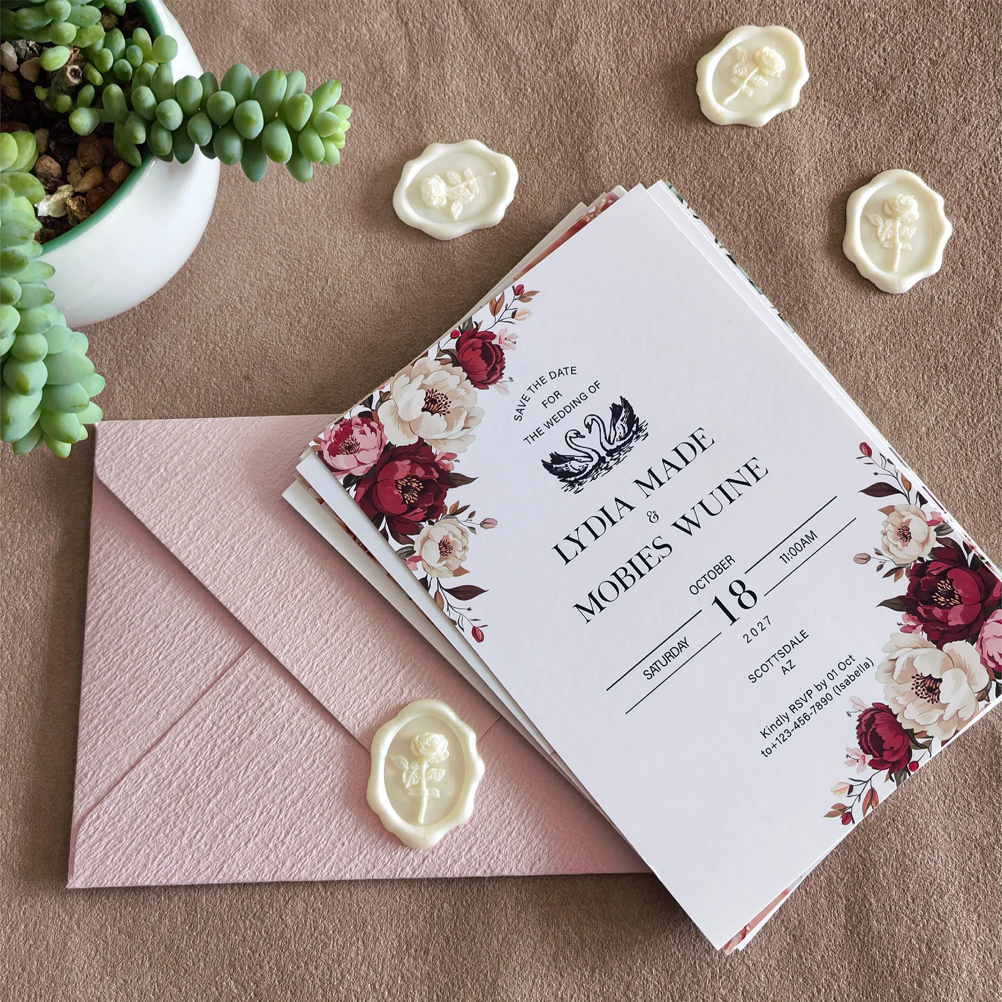 

Custom Wedding Invitation Suite Personalized High Grade Envelopes Wax Seal For Wedding Party Birthday Gathering