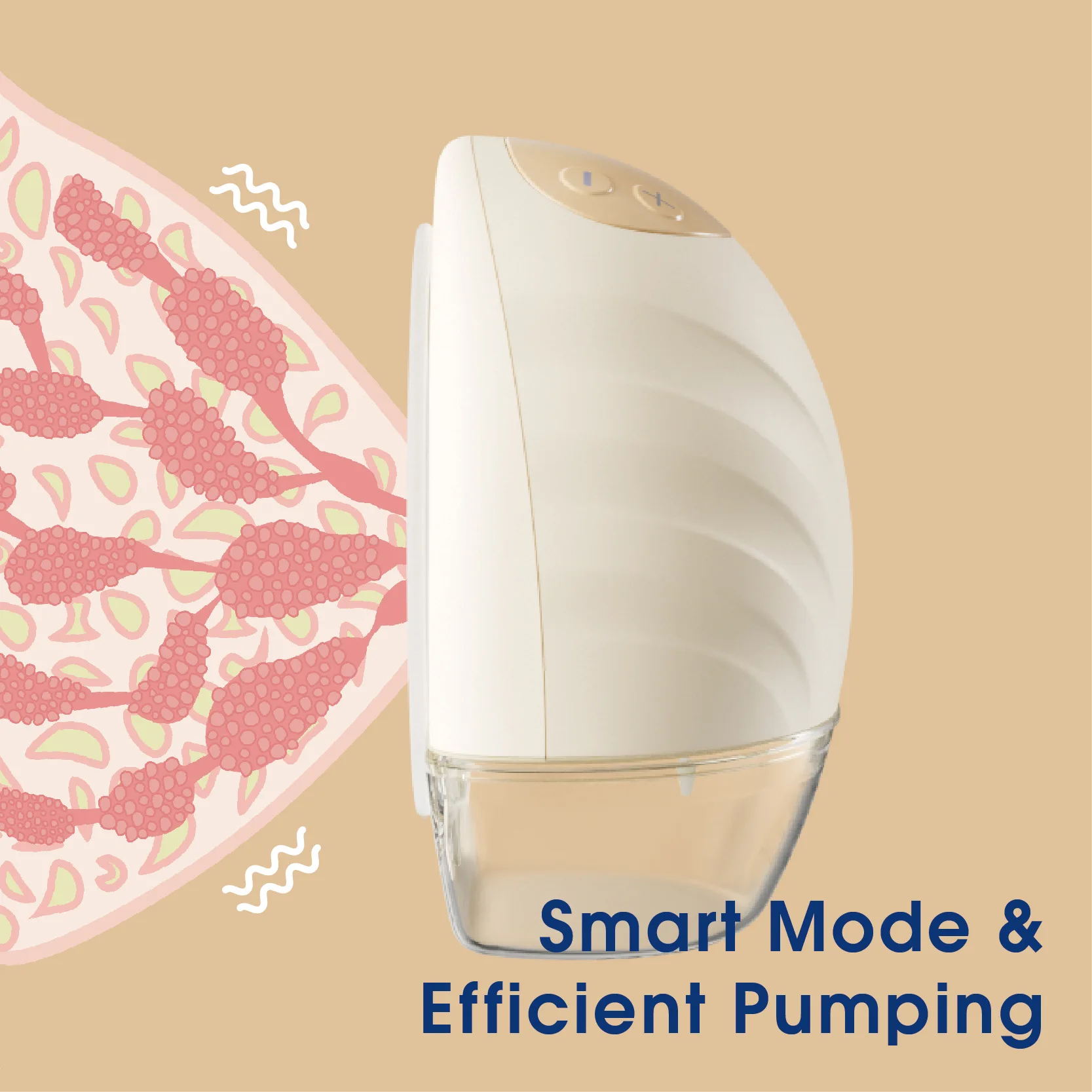 Wireless Breast Pump Caramel Color Electric Wearable Breast Pump BPA-free with LED Display 3 Modes & 9 Levels