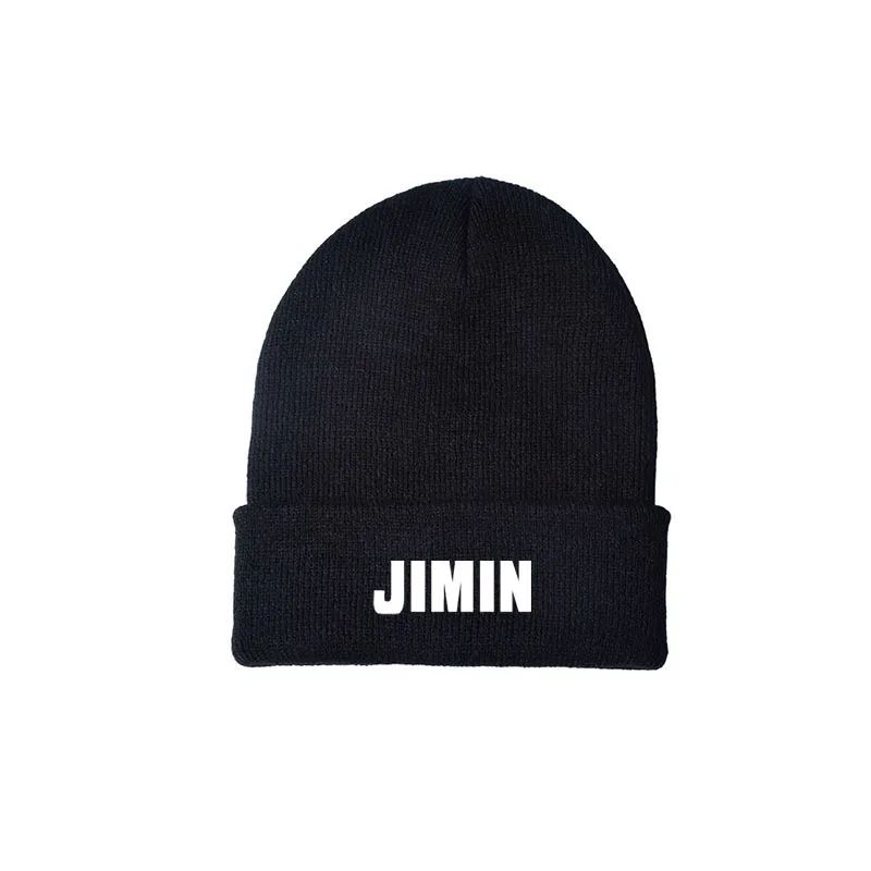 Kpop Printed Beanie Knitted Hat Jimin Jhope Suga V Taehyung Rap Monster Jin Jungkook Harajuku Wool Cap Teen Women Men Supporters