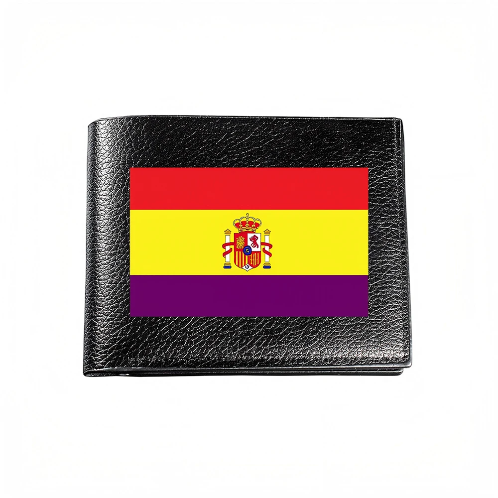 Cartera para Hombre con Diseño de Bandera de España, Porta Tarjetas, Accesorio Casual de Negocios y Moda