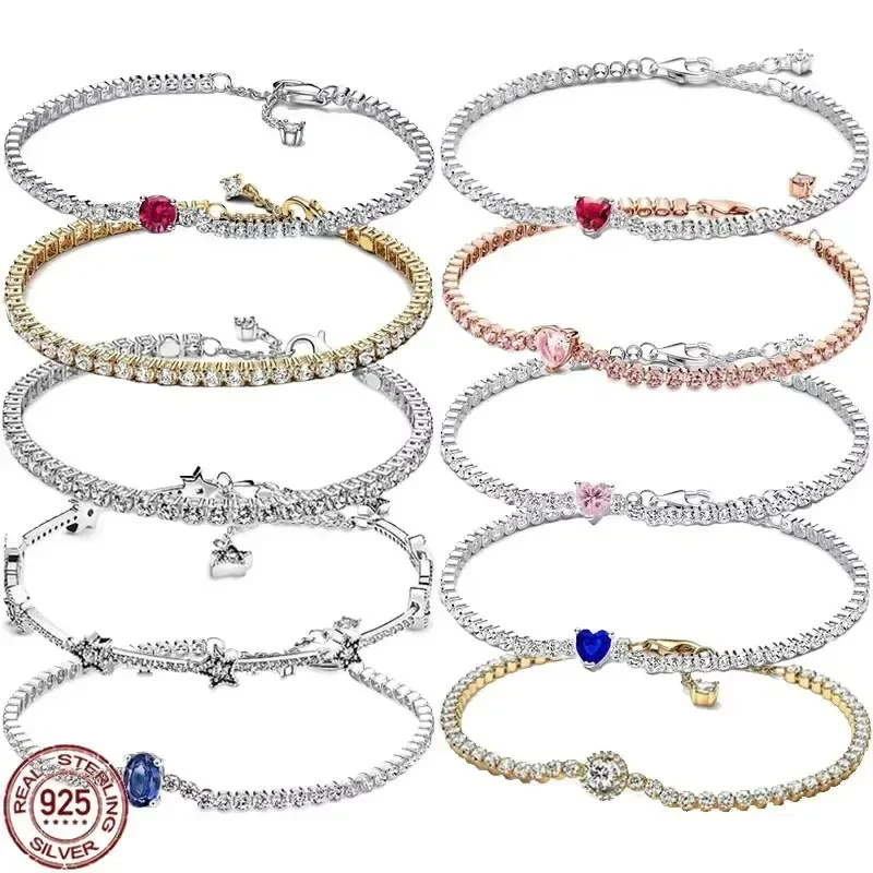 

new925 sterling silver bracelet, fashionable and luxurious women's jewelry, shining charm, tennis crystal bracelet, holiday gift