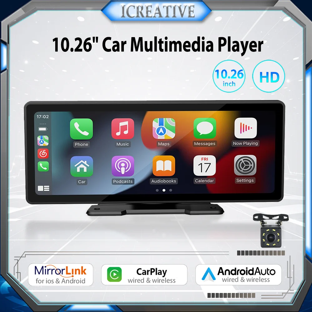 Universale 10.26 \'\'autoradio Carplay Touch Screen HD Video multimediale portatile MP5 Wireless Wifi Mirror Link lettore Display GPS