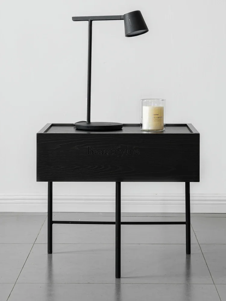 

Italian minimalist bedside table, simple modern Nordic light luxury storage, a few shelves next to the cabinet