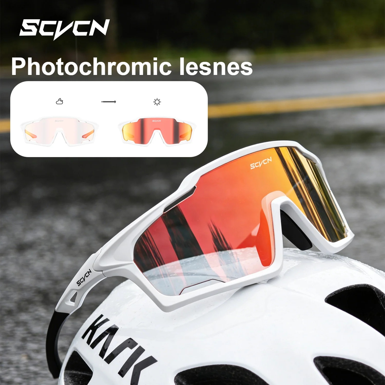 SCVCN Women's Sunglasses Photochromic Lenses Eyepieces Man Cycling Glasses MTB Riding Skating UV400 Goggles Bike Baseball 2026