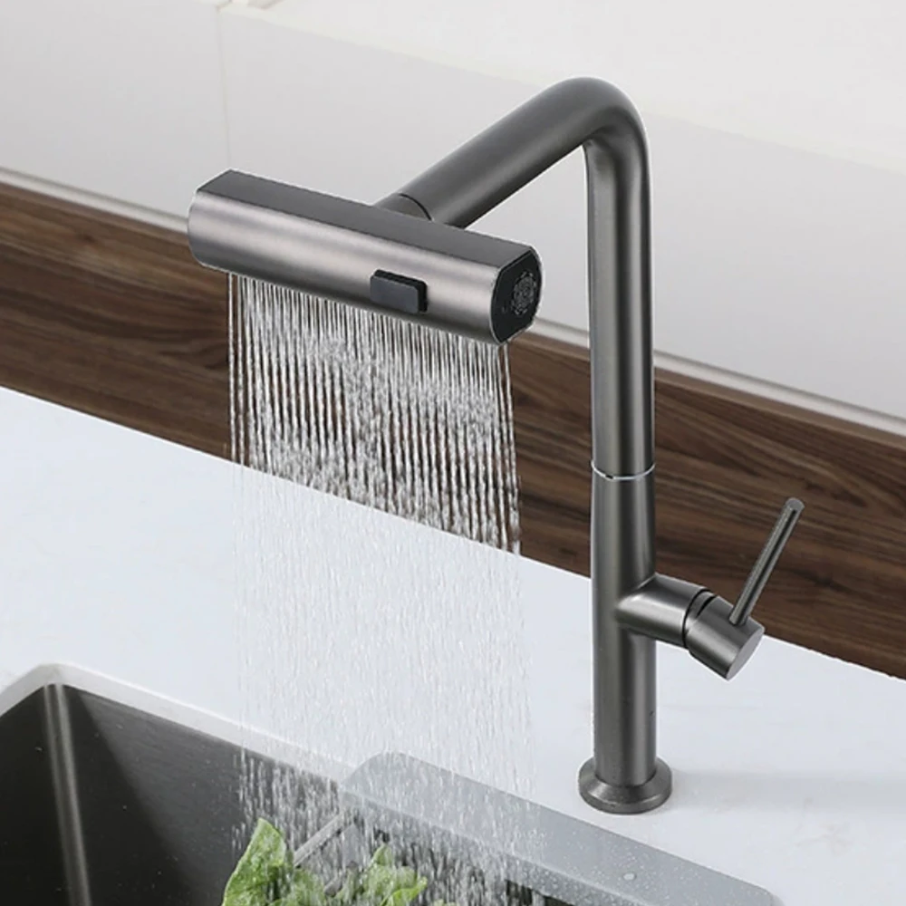 Gun Grey Color Kitchen DishWashing Sink Faucet 304 Stainless steel Material ,60 cm Hose Pull Down, 3 Ways Water Out, Rotation