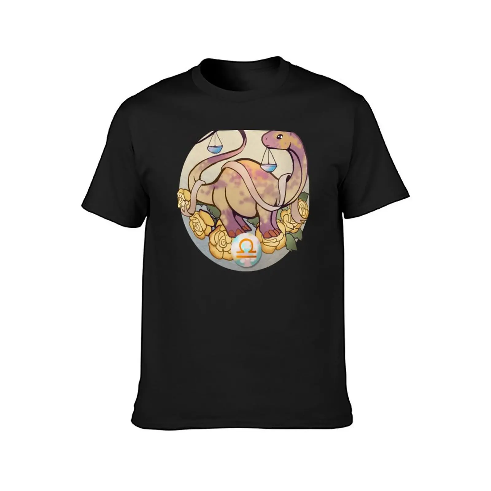 Libra Dinosaur Zodiac Sticker T-Shirt anime clothes oversized mens t shirt