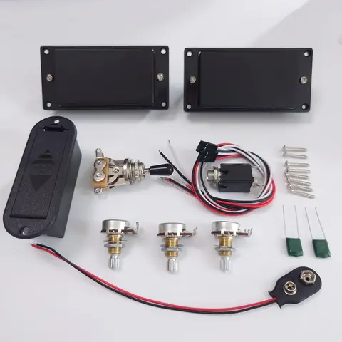 HH Black Aktiv Pickup Elgitarr Humbucker Pickup Set Korta Axlar Potentiometer & Kablage Gitarrtillbehör 8 best sales aktiv upphämtning - №5