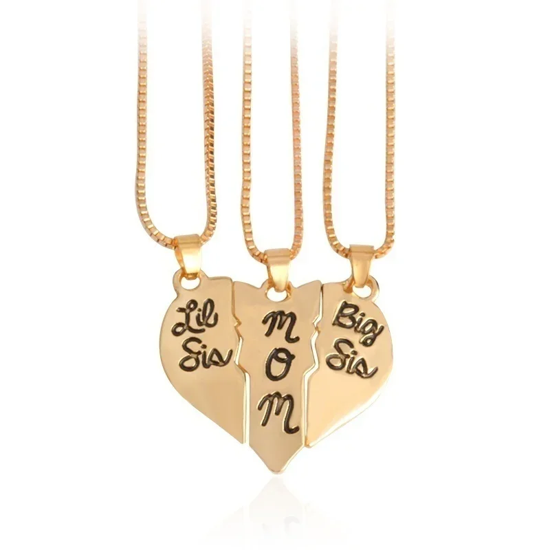 Delysia King 3pcs Women Three Petal Love Necklace 2021 Trendy Letter Pendants Mother & Daughter Gift