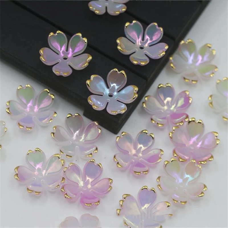 50pcs acrylic flower beads spacer torus 19mm resin loose beads charm connectors for diy earrings hair jewelry making accessories