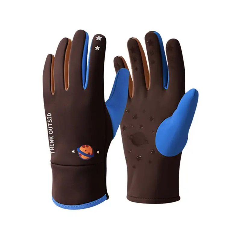 الأطفال بنين بنات رشاقته الشتاء قفازات مخملية الطفل المضادة للانزلاق قفازات التزلج على الجليد الرياضة في الهواء الطلق لركوب الدراجات 7-13 سنة #4