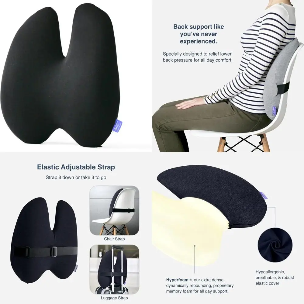 

Ergonomic High-Density Lumbar Support Pillow for Lower Back Pain Relief - Multi-Region Firm Cushion for Enhanced Back Comfort