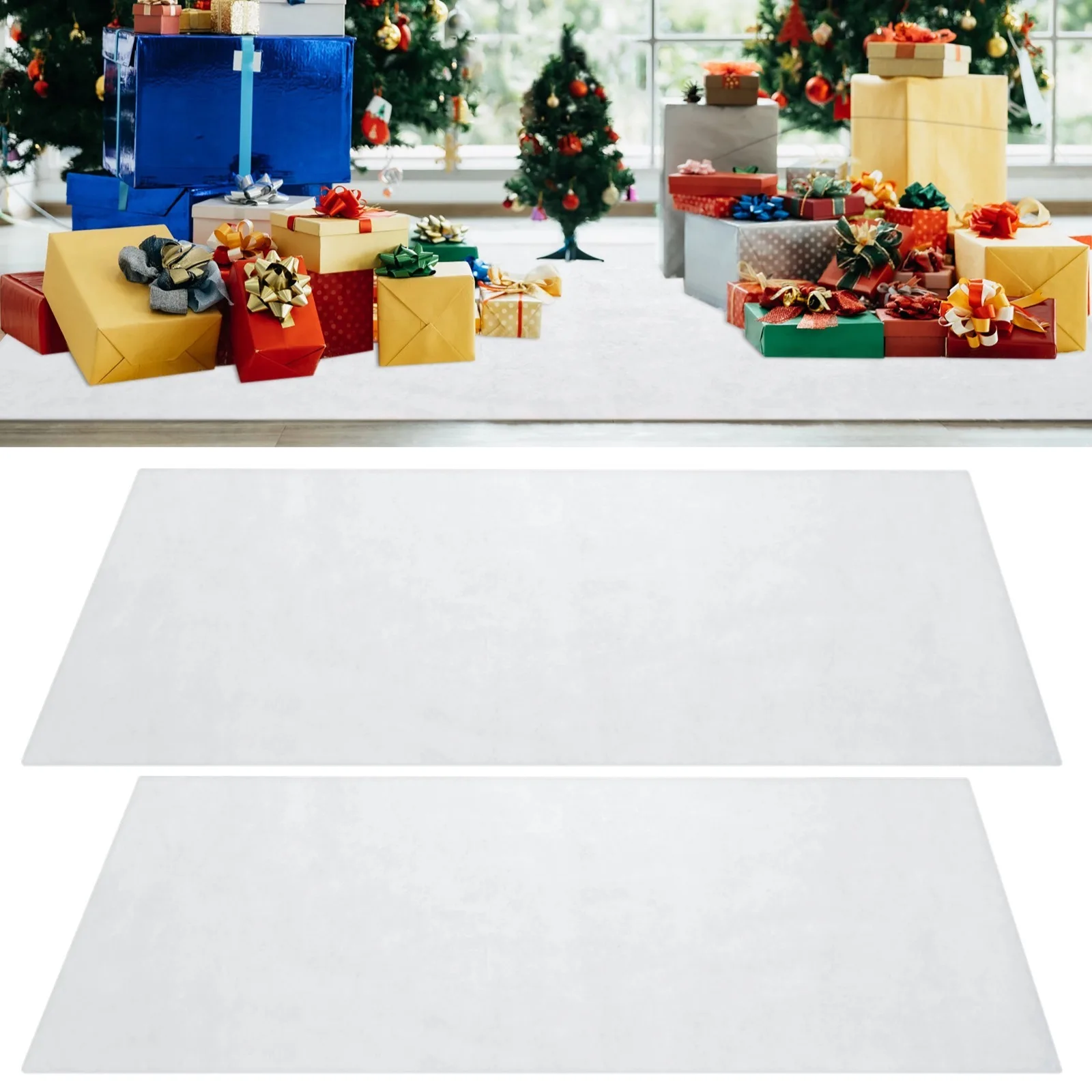 2Pcs/Set Artificial Snow Blankets Christmas Snow Blanket Faux Snow Carpet Roll Soft Fluffy Fake Snow Cover Christmas Tree Decor