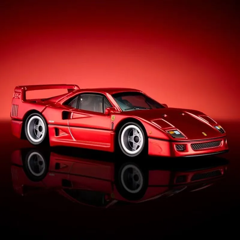 Original Hot Wheels Ferrari F40 Alloy Car Model RLC 1/64 Front and Rear Opening Chrome Red Red Ferrari Toy Ornament Collectible