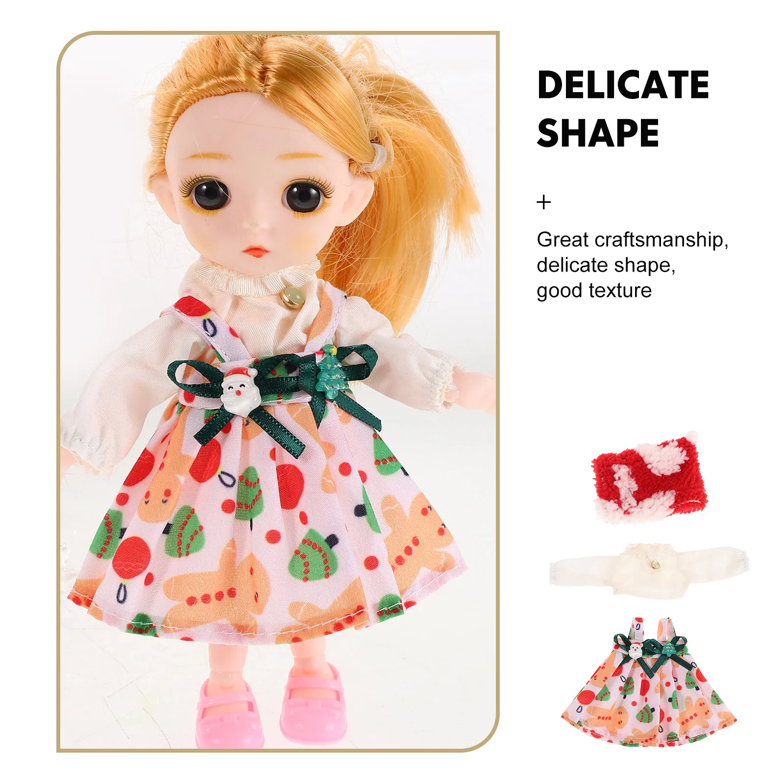 Juego de 2 trajes de armario de vacaciones Bjd, ropa de punto de Papá Noel rojo y verde, disfraz en miniatura, accesorios de vestir, ropa Bjd