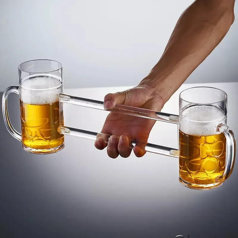 Durable Plastic Double Beer Mug Set for KTV Bar Commercial Use Anti Slip Draft Glassware Party Drinking Cup for Friends