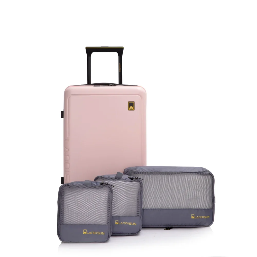 

3 Pcs ABS Hardshell Luggage Set with Storage Bag Lightweight Durable Suitcase with Wheels Travel Luggage Beige