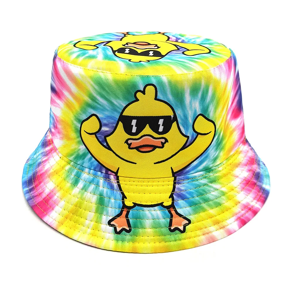 Funny Cartoon Duck Print Bucket Hat for Women Men Summer Outdoor Travel Sunscreen Fisherman Hats Fashion Decorate Panama Hip Hop