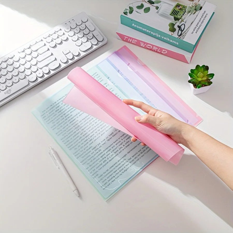 30 قطعة حافظة واقية من المجلد الشفاف المتين على شكل حرف L عالية الجودة، مادة PP بسيطة مقاومة للماء، مناسبة للمدرسة