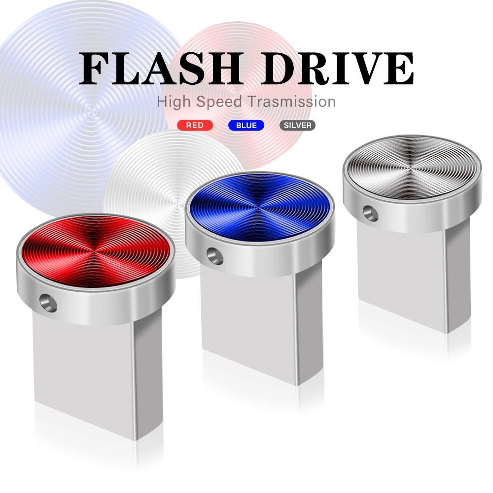 Super Mini USB Flash Drives 128GB Metal Pen Drive 64GB Waterproof Memory Stick  32GB Red Blue Silver Pendrive 16GB Real Capacity