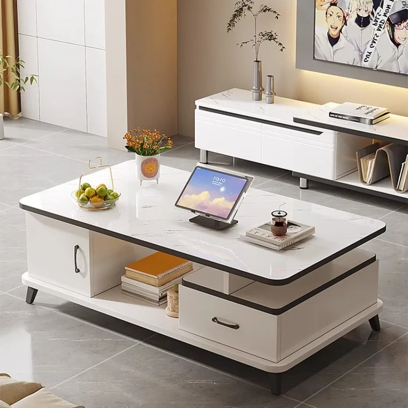 

Rectangle Trendy Coffee Table Living Room Modern Designer Large Size Japanese Side Table Accessories Meubles Unique Furniture