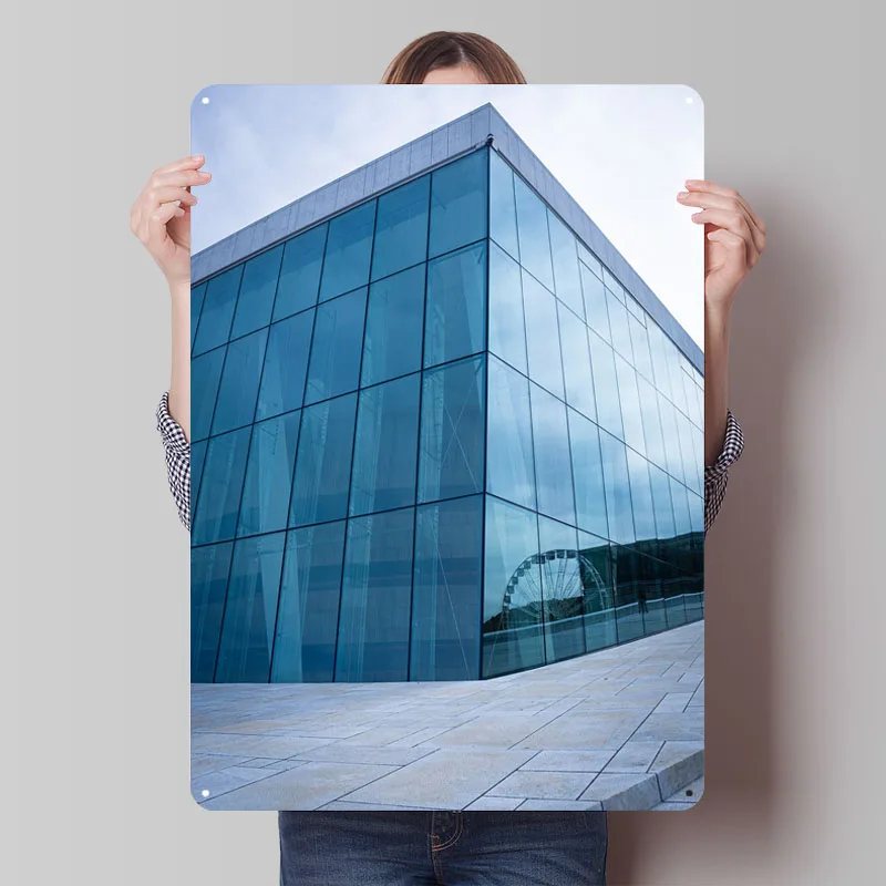 Осло Opera House Металлический плакат Винтажные металлические вывески Декор для комнаты Пользовательская жестяная вывеска для настенного художественного украшения Человек Пещера Ретро Дом в