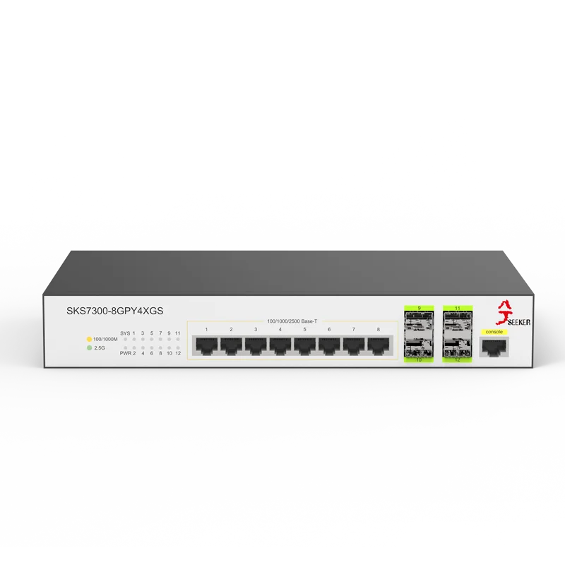 XikeStor 2.5G L2 Managed POE Switch 8-Port 2.5G RJ45 PoE 4-Port 10G SFP+ Ethernet Switch Support VLAN AP Camera Power Supply