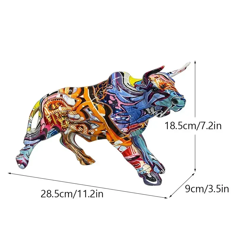 

Bull Statue Decoration Creative Graffiti Statue, Resin Colorful Bull Statue Statue, Home Decor, Office Decor, Birthday Gift