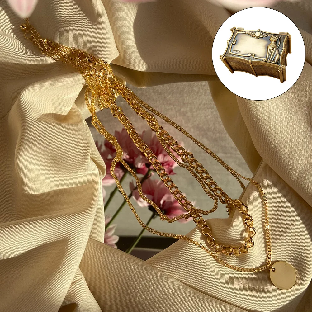 

1 шт., элегантная винтажная шкатулка для драгоценностей, чехол для хранения колец из цинкового сплава, прочный устойчивый к ржавчине декоративный держатель для ювелирных изделий для ожерелья