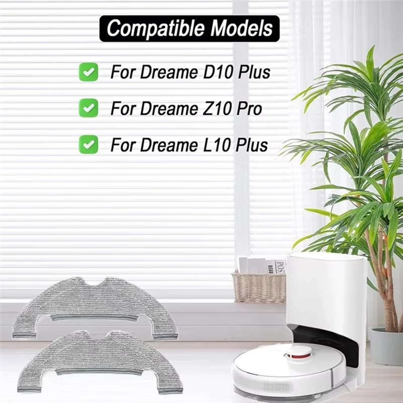 AT28-12Pcsmop Pad For Dreame D10 Plus, Z10 Pro, L10 Plus Robot Vacuum Cleaner Washable And Reusable Mop Pad Accessories