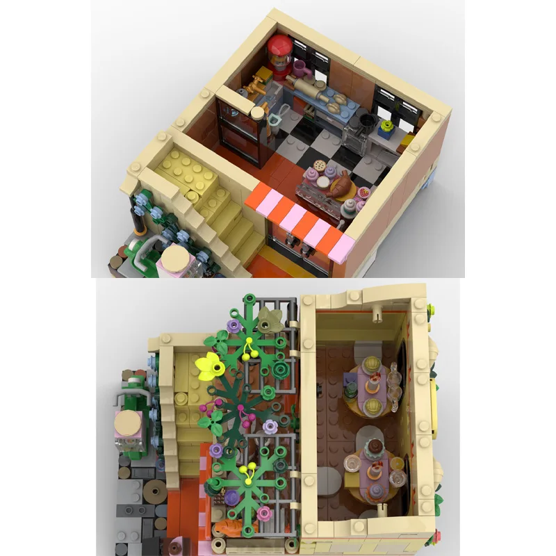 مجموعة بناء للمشاريع اليدوية: مدينة ومتاجر ومطاعم ومنازل وفلل أوروبية، مكعبات بناء على شكل قطع خشبية