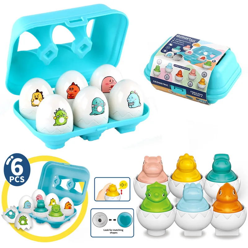 6pcs Baby Montessori Smart Egg Pairing Educational Toys Creative Dinosaur Eggs Color Shape Matching Fun Interaction Toy Gifts