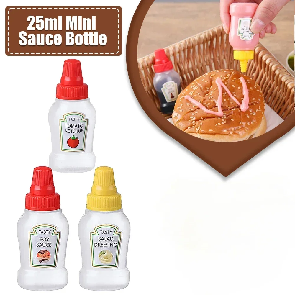 Mini botella de salsa recargable, contenedores de ensalada de tomate y miel, frascos de salsa portátiles, dispensadores de aderezo de almacenamiento, 25ml