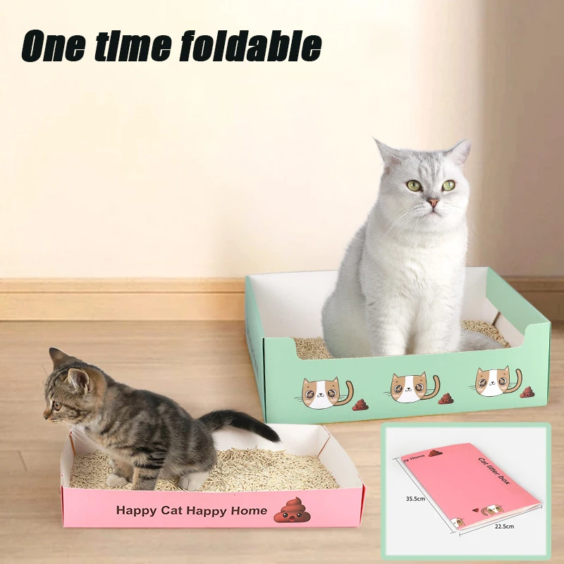 

Disposable Portable Cat Litter Box Foldable Waterproof Large Space Groove Design Home Travel Cat dog Toilet Pet supplies ﻿