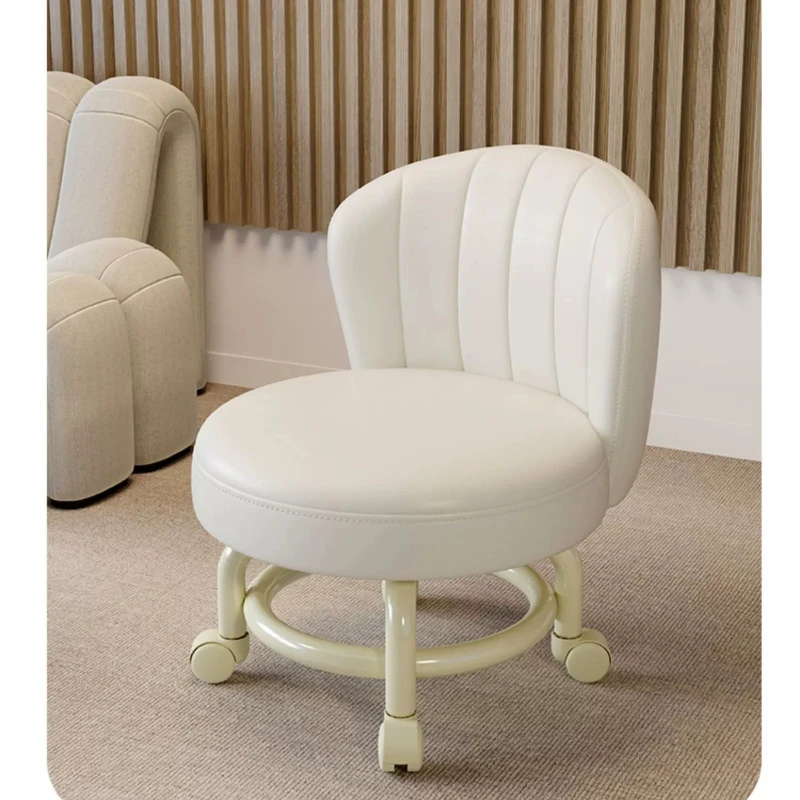 Household stool with wheel pulley low stool door change shoes small stool mobile backrest stool children small chair backrest