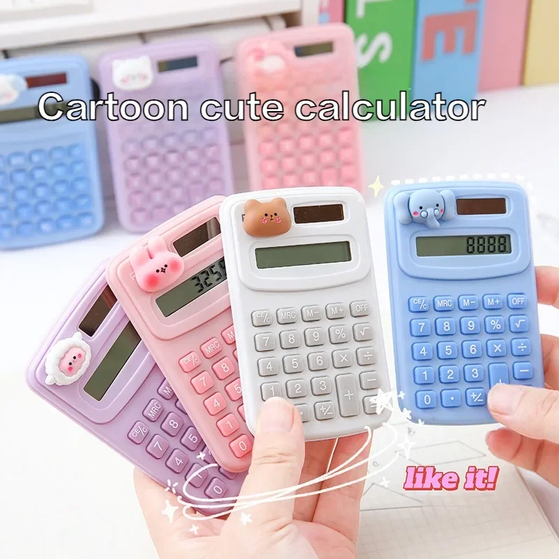 Mini calculadora bonito com dígitos dos desenhos animados, calculadora científica portátil, escritório e material escolar, papelaria para estudantes, 1PC