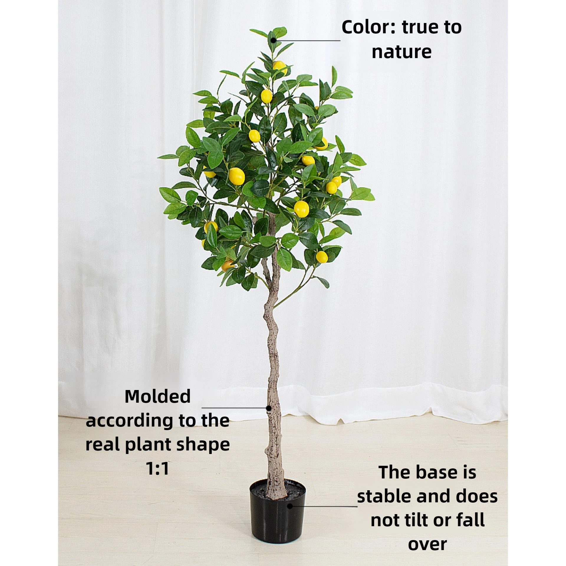 

Simulation lemon tree potted indoor decoration green plant bonsai home decoration floor fake tree large plant lemon fruit potted