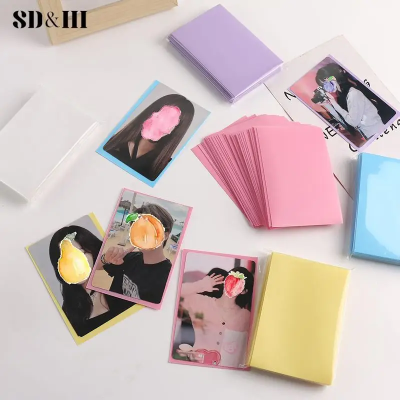 50pcs/pack Ice Cream Color Card Bag Photocard Sleeves Idol Photo Cards Protective Storage Bag PP Frosted Card Film