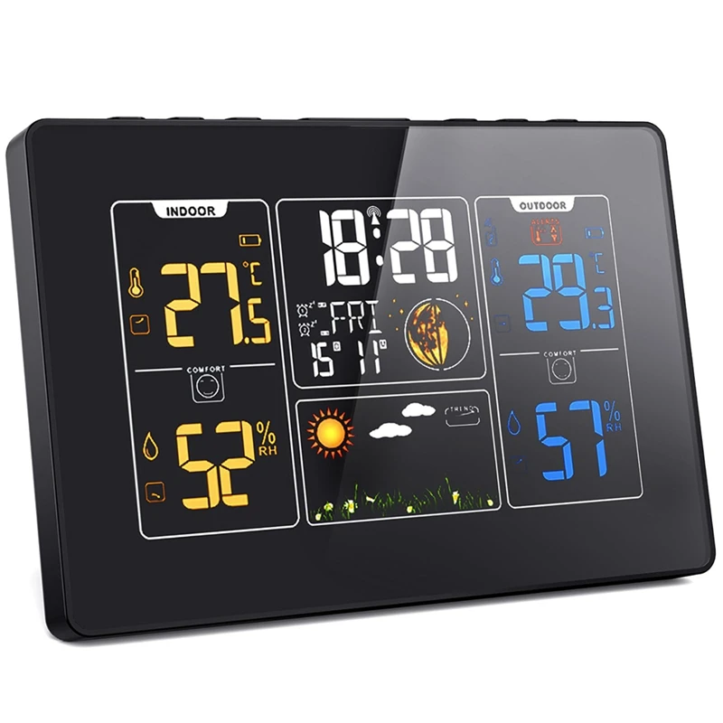 Promotion! Weather Station Wireless Indoor Outdoor With Clock, Digital Home Weather Thermometer, Forecast Station With Temperatu