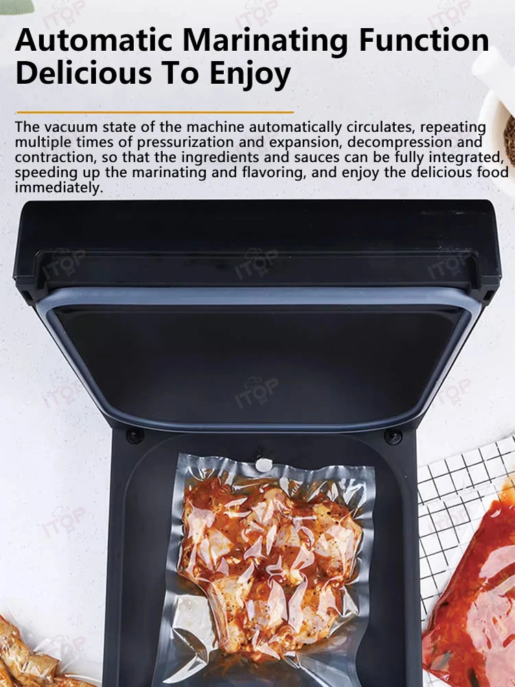 ITOP Chamber Vacuum Sealer -95kpa 254mm Sealing Length Household/ Commercial Chamber Vacuum Sealer Machine Long Service Life