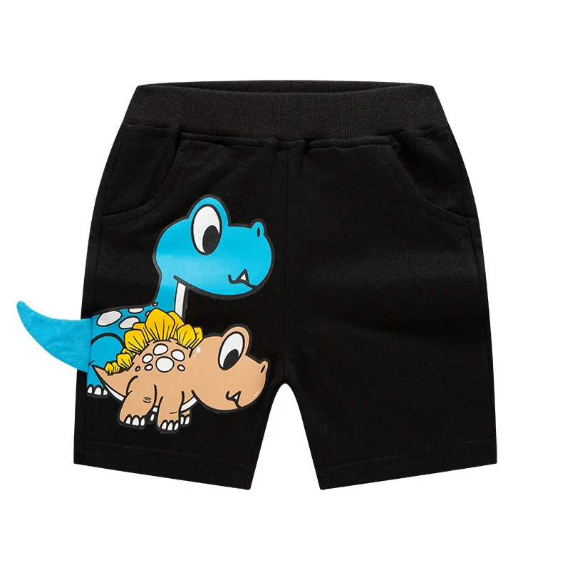 2026 Summer 2-8 Years Children Boys Shorts Cartoon Dinosaur Embroidery Baby Boys Sports Shorts Kids Toddler Little Boy Clothes